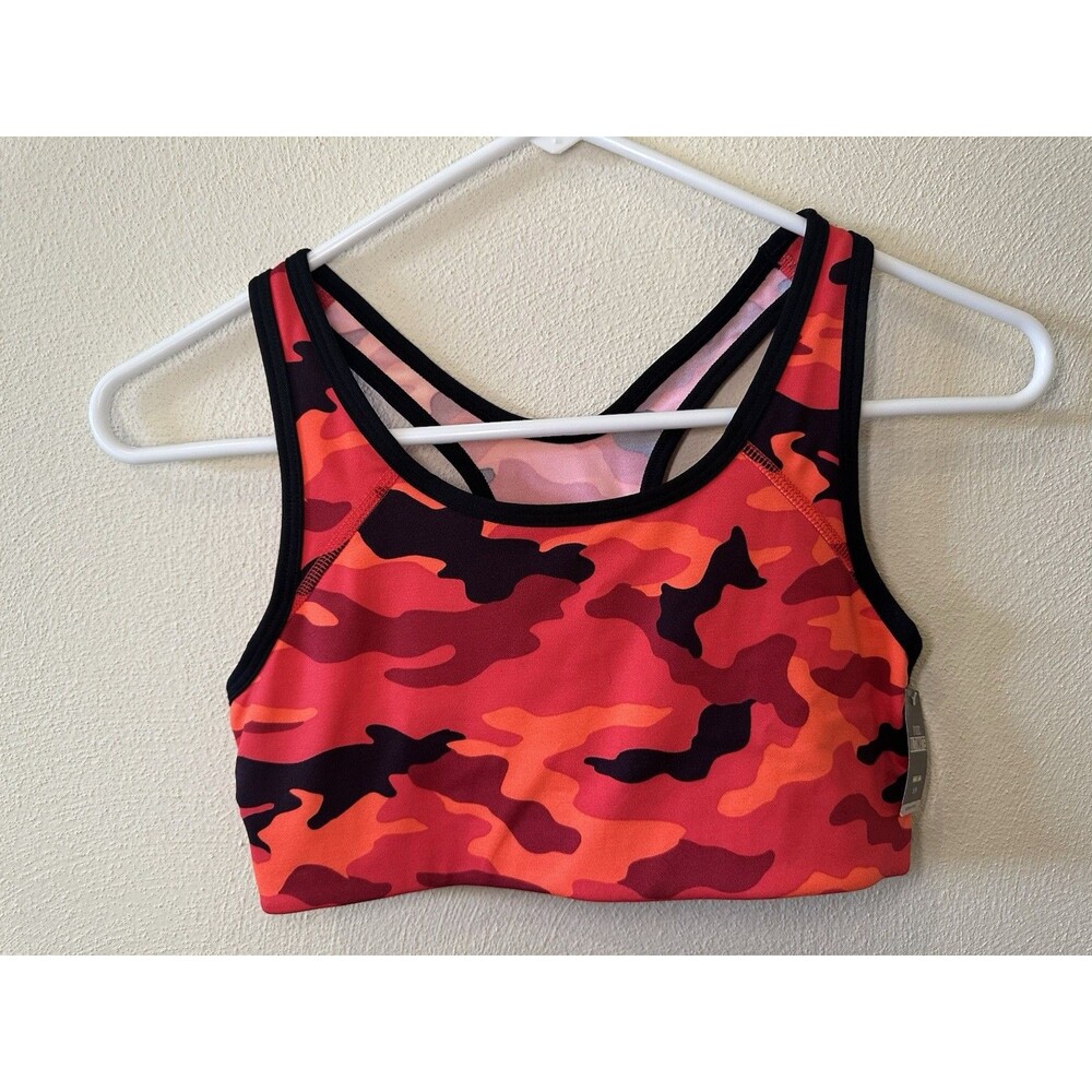 PINK Victoria’s Secret ultimate Orange/pink camo Sports Bra Size Small NWT